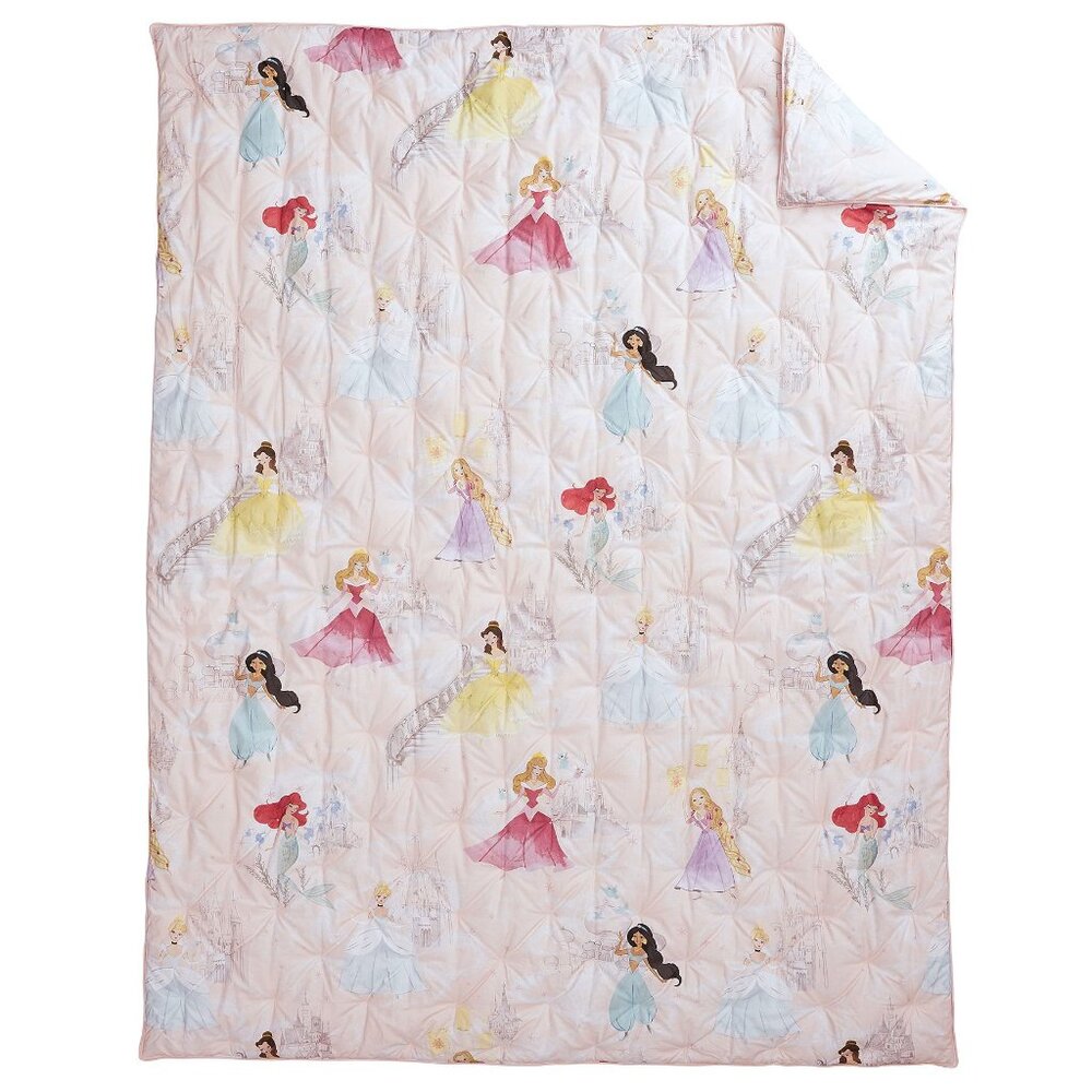 Pottery Barn Disney Princess Castles Comforter Pink Cinderella Ariel Jasmine NEW